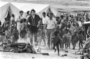 Bob Geldof a punk singer in Ethiopia to see the efects of Famine