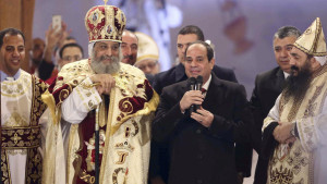 Egyptian President Abdel Fattah al-Sisi and Coptic Pope  Tawadros II 